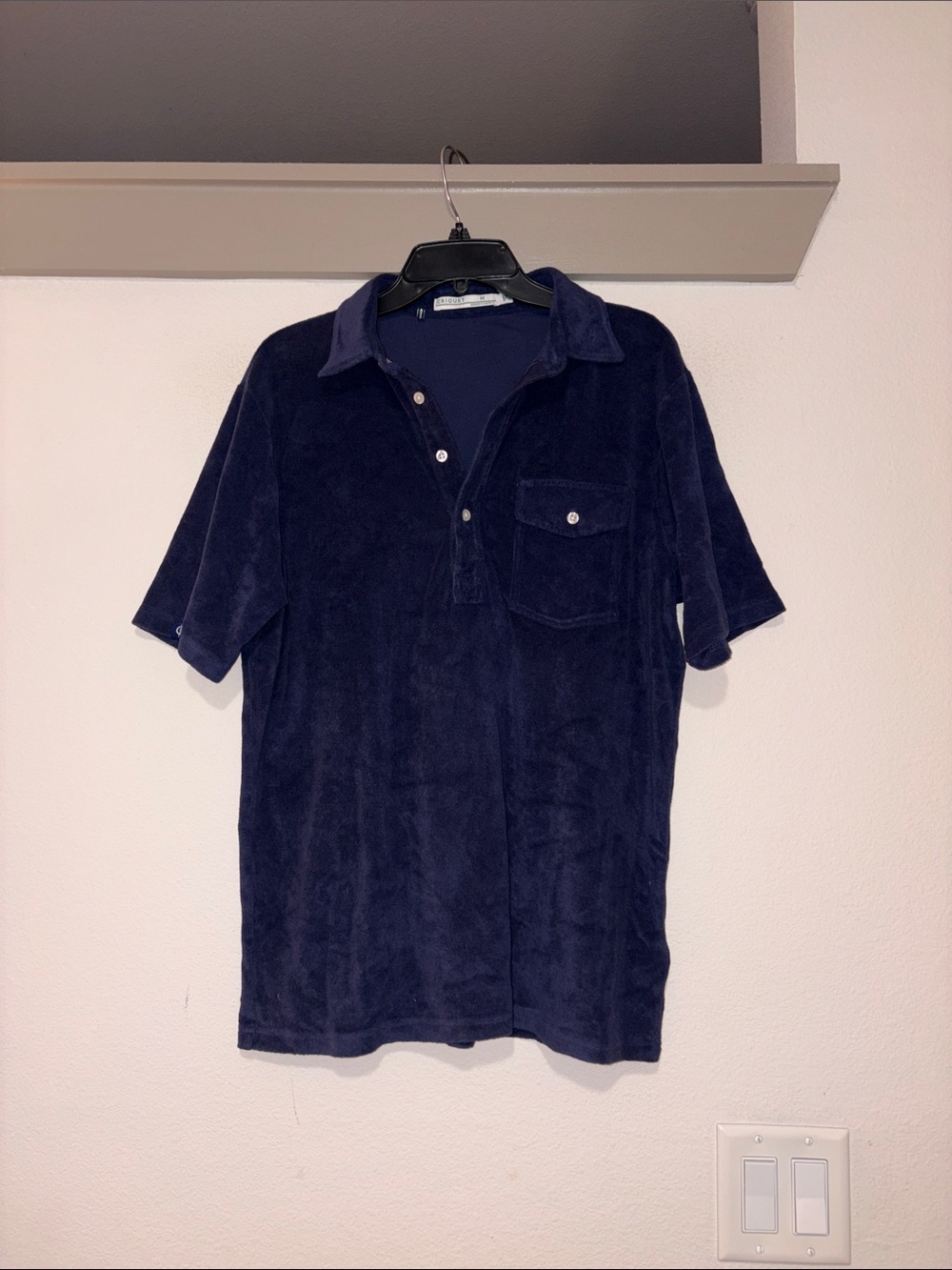 Criquet Men’s Terrycloth Polo Shirt in Navy SZ M NWOT
